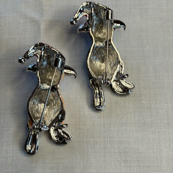 Christmas Hat Dog in Socks Pin Brooch Black or Tan Pup Dog Lover NWT - Picture 2 of 9